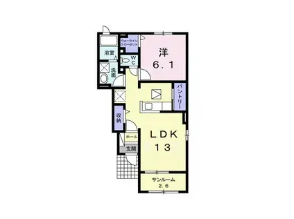 サングリーン宇土A(1LDK/1階)の間取り写真