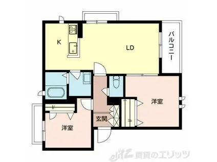 プレジール上中条A棟(2LDK/3階)の間取り写真