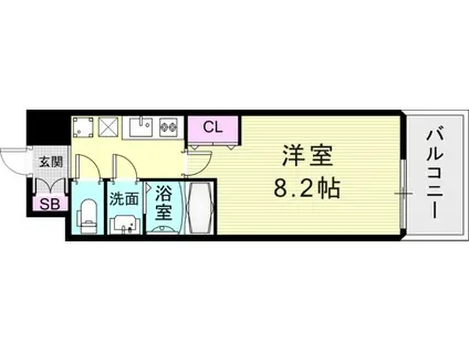 LIVIAZ KOBE SOLEIL(1K/8階)の間取り写真