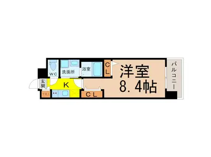 パルティール大曽根(1K/9階)の間取り写真