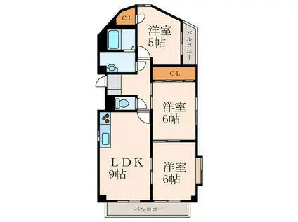 ベルコート引野(3LDK/3階)の間取り写真