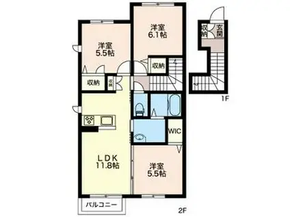 フェザントIII(3LDK/2階)の間取り写真