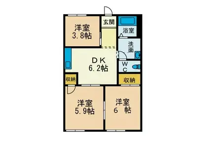 グリーンハイツ愛川 C(3DK/1階)の間取り写真