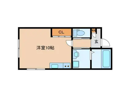 ビエナタウンA棟(ワンルーム/2階)の間取り写真