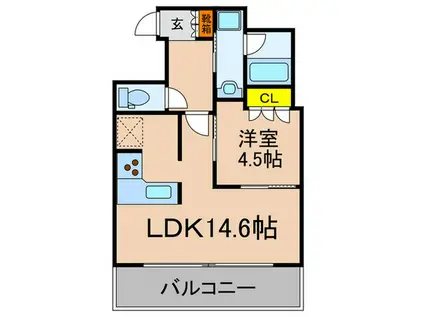 ワコーレ・ザ・トアロードレジデンス(1LDK/2階)の間取り写真