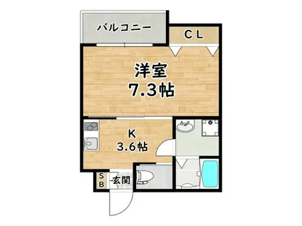 カーサ オーヴェスト(1K/3階)の間取り写真