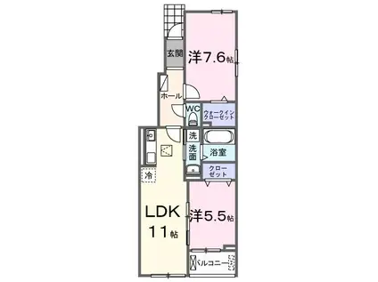 メゾン ミモザV(2LDK/1階)の間取り写真