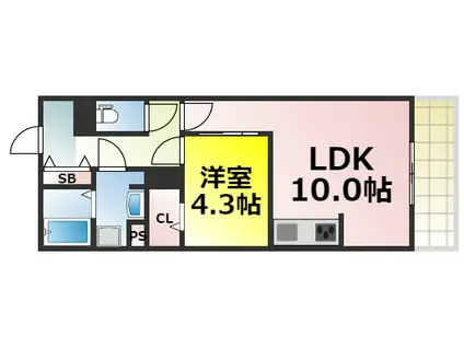 サンジェルマン市岡(1LDK/2階)の間取り写真