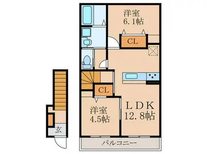 ブランフェーブ(2LDK/2階)の間取り写真