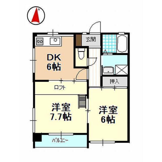 富塚アクシス(2DK/2階)の間取り写真