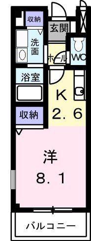 エスポワール土居B(ワンルーム/1階)の間取り写真