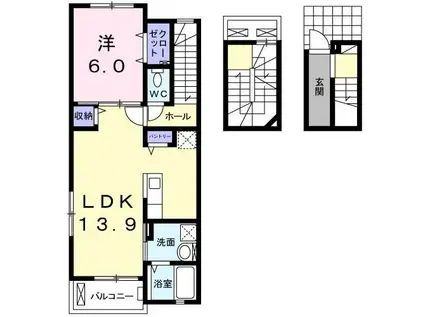 プーロ フィウーメ(1LDK/3階)の間取り写真