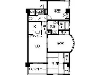 ハートフルIWASAIII東(3LDK/5階)の間取り写真