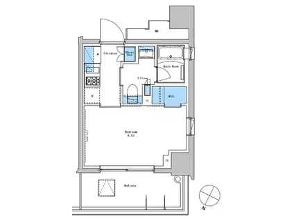 ブラウ戸越銀座スカイ(1K/6階)の間取り写真