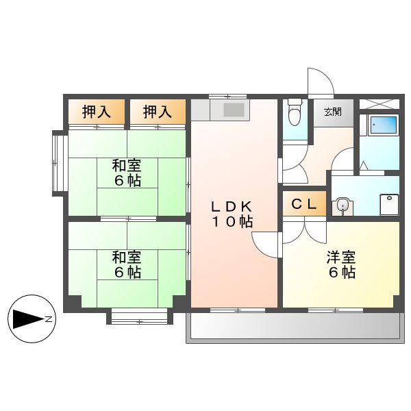 天水ハイツ(3LDK/3階)の間取り写真