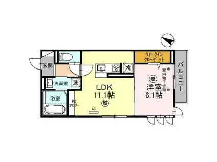 アムール(1LDK/3階)の間取り写真