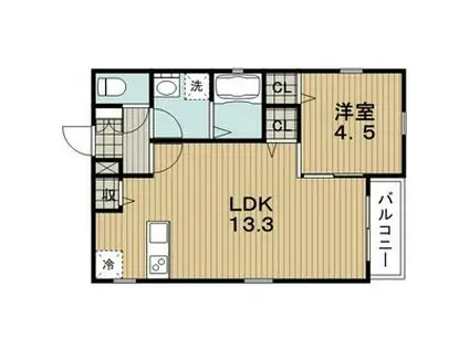 AZUR美薗(1LDK/3階)の間取り写真