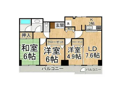 芦野マンション(3LDK/2階)の間取り写真
