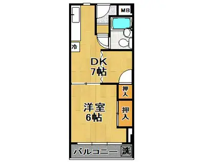 グリーンパークハイツ(1DK/4階)の間取り写真