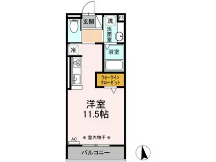 D-ROOM サウス・ノース B(ワンルーム/1階)の間取り写真