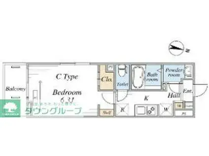 リブリ・西横浜II(1K/1階)の間取り写真