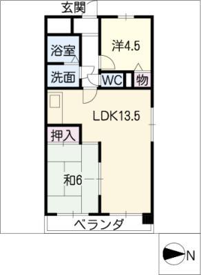 シャトー新宮(2LDK/4階)の間取り写真