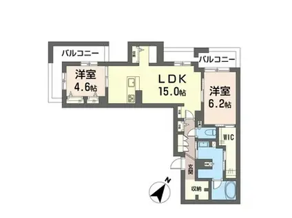 シモンイーストミソノ(2LDK/4階)の間取り写真