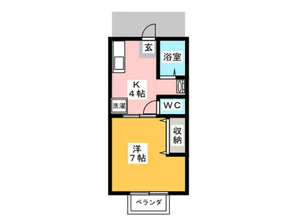 伏見ハイツA(1K/2階)の間取り写真