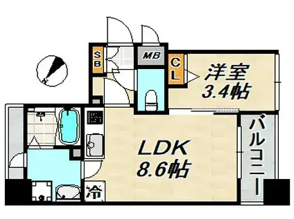 SDグランツ神戸ウエスト(1LDK/6階)の間取り写真