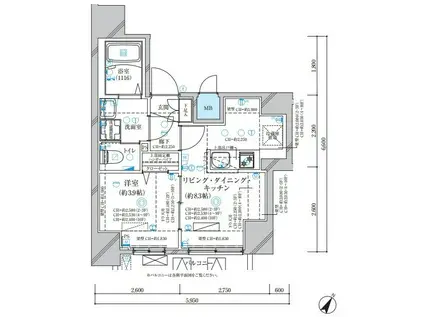 ディアレイシャス名古屋中村公園II(1LDK/7階)の間取り写真