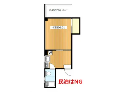 結城ビル 広めのバルコニー付き RZ(1K/4階)の間取り写真