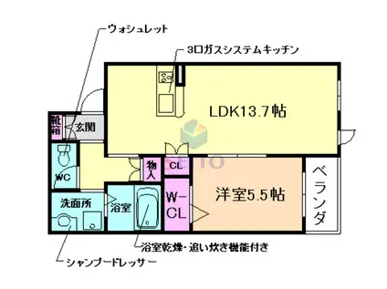 PLAGE 豊中本町(1LDK/3階)の間取り写真