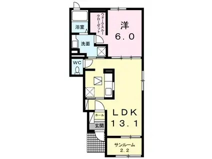 ノーヴァ イースト(1LDK/1階)の間取り写真