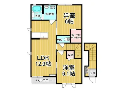 ラ・フォルトゥーナA(2LDK/2階)の間取り写真