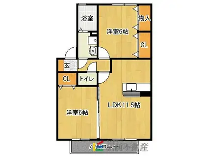 シャルマン優花(2LDK/1階)の間取り写真