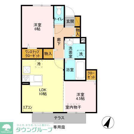 シェーングラースC(2LDK/1階)の間取り写真