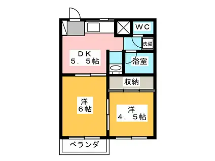 58ハウス(2DK/2階)の間取り写真