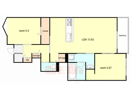 尼崎市西昆陽2丁目集合(2LDK/1階)の間取り写真