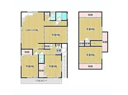 中野キョウワハイツ(5LDK/2階)の間取り写真