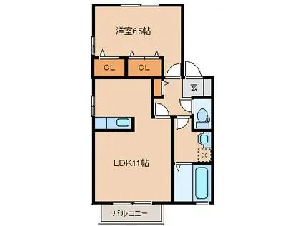西鉄天神大牟田線 西鉄久留米駅 徒歩13分 2階建 築16年(1LDK/2階)の間取り写真