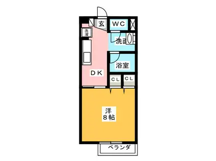 シューフルールVII(1K/1階)の間取り写真