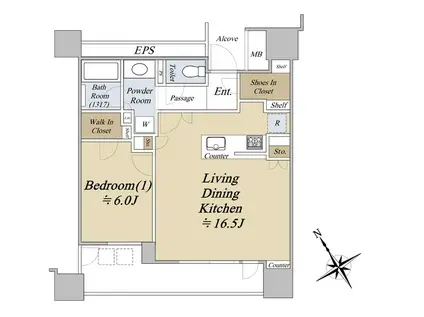 シエリアタワー中之島(1LDK/17階)の間取り写真