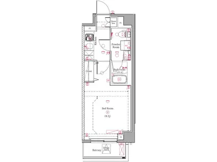ユリカロゼ北綾瀬(1K/2階)の間取り写真