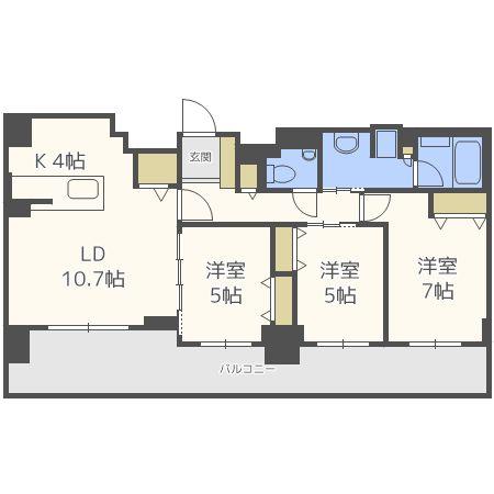 クリオ円山鳥居前(3LDK/4階)の間取り写真