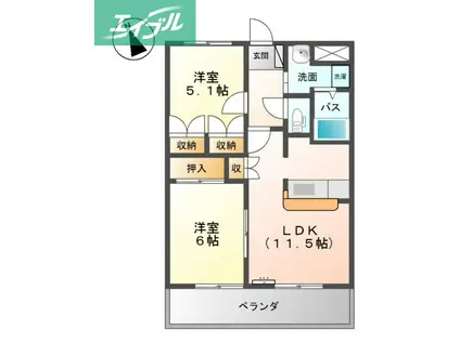 リオ・グランデ(2LDK/2階)の間取り写真