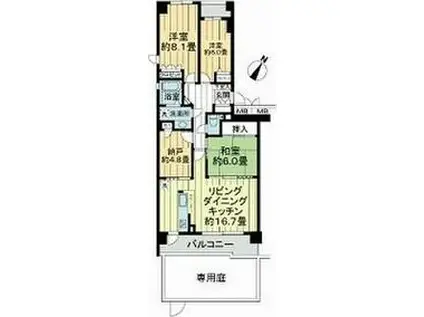 サーパス吹上(3SLDK/1階)の間取り写真