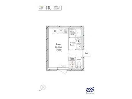 BLANCCOURT武蔵小山(ワンルーム/4階)の間取り写真