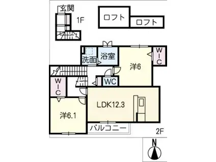 LUMIUS NORD(2LDK/2階)の間取り写真