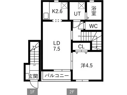 BEL POSTO III(1LDK/2階)の間取り写真