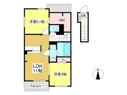 ルタンミズタケB(2LDK/2階)の間取り写真